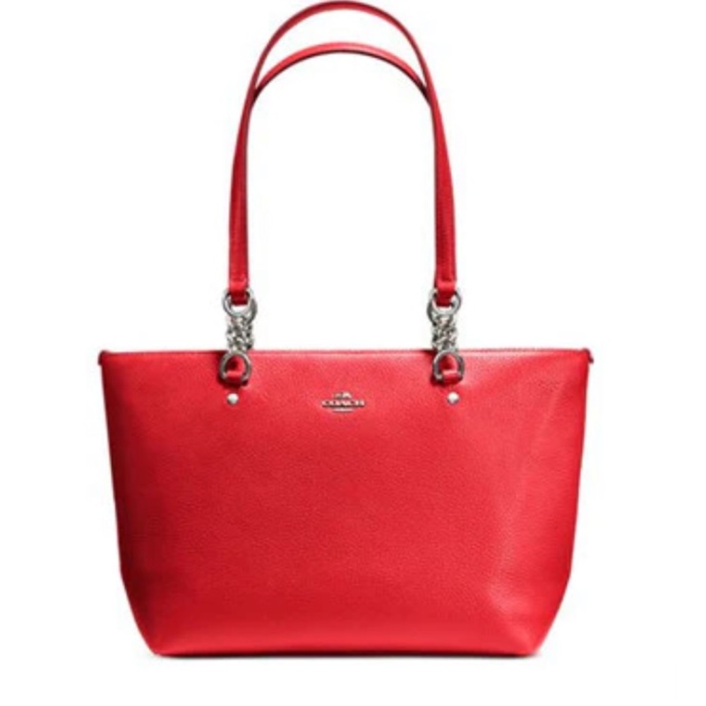 New Coach Sophia pebbled red leather satchel shoulder bag  dustbag Host Pick!